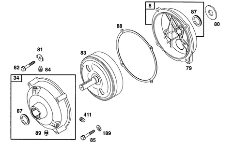 Gear Reducer Assembly Diagram and Parts List for 161432-0126-XX  Briggs and Stratton Engine